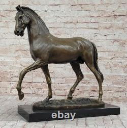 Énorme Signée Mene Pure Bronze Cheval Statue En Marbre Figurine 56 Livre Décor