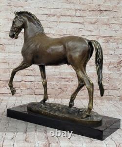 Énorme Signée Mene Pure Bronze Cheval Statue En Marbre Figurine 56 Livre Décor