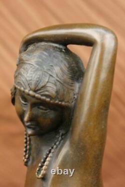 Érotique Sensuelle Nu Femelle Femme Signé Bronze Marbre Statue Sculpture Sexy D