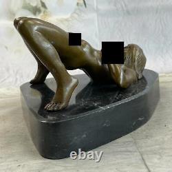 Érotique Sensuelle Nu Femelle Femme Signée Bronze Marbre Sculpture Sexy Affaire