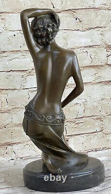 Érotique Sensuelle Nu Femelle Femme Signée Bronze Marbre Statue Sculpture Sexy D