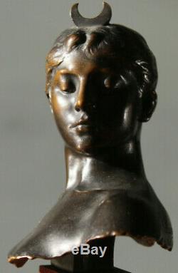 FALGUIERE & Thiebaut fondeur Buste de Diane Bronze signe & marbre rouge