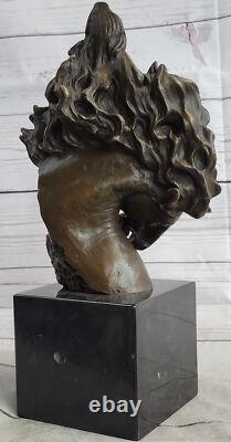 Fait Bronze Cheval Sculpture Sur Marbre Base Art Déco Statue Signée Décor