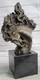 Fait Bronze Cheval Sculpture Sur Marbre Base Art D&eacute;co Statue Sign&eacute;e Farmhou
