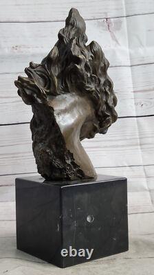 Fait Bronze Cheval Sculpture Sur Marbre Base Art Déco Statue Signée Farmhou