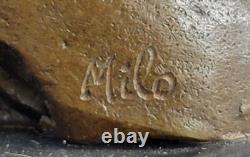 Fait Bronze Cheval Sculpture Sur Marbre Base Art Déco Statue Signée Farmhou