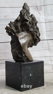 Fait Bronze Cheval Statue Sur Marbre Base Art Déco Figurine Signé Milo