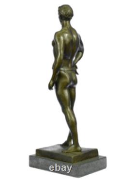 Fait Bronze Sculpture Solde Bas Marbre Dieu Romain Athlétique Original Signé