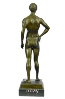 Fait Bronze Sculpture Solde Bas Marbre Dieu Romain Athlétique Original Signé