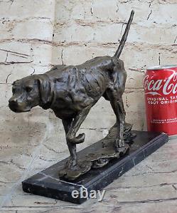 Fait Bronze Sculpture Solde Chien Foxhound Milo Signée Marbre Figurine Base