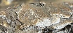 Fait Bronze Sculpture Solde Chien Foxhound Milo Signée Marbre Figurine Base
