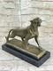 Fait Bronze Sculpture Solde Marbre Deco Art Lion Femelle Lecourtier Sign&eacute;e