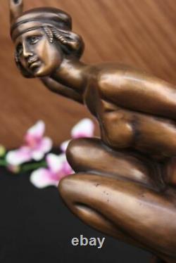 Fait Bronze Sculpture Solde Marbre Performer Nudist Superbe Gory Signée