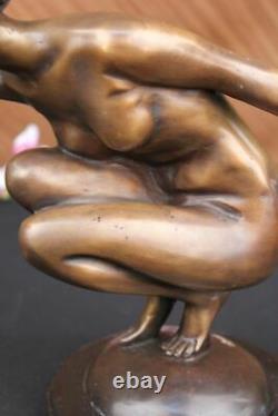 Fait Bronze Sculpture Solde Marbre Performer Nudist Superbe Gory Signée