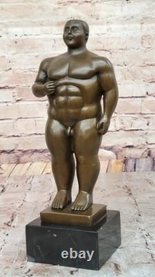 Fait Cubby Mâle Bronze Sculpture Signée Original Milo Marbre Figurine