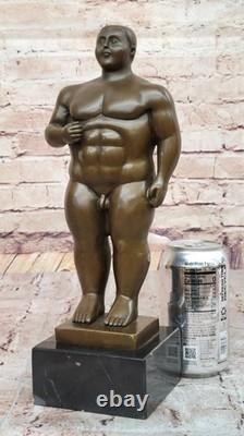 Fait Cubby Mâle Bronze Sculpture Signée Original Milo Marbre Figurine