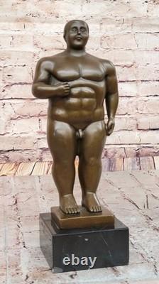 Fait Cubby Mâle Bronze Sculpture Signée Original Milo Marbre Figurine