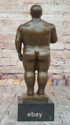 Fait Cubby Mâle Bronze Sculpture Signée Original Milo Marbre Figurine