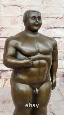 Fait Cubby Mâle Bronze Sculpture Signée Original Milo Marbre Figurine