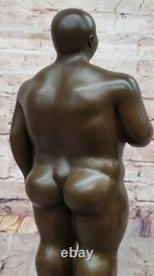 Fait Cubby Mâle Bronze Sculpture Signée Original Milo Marbre Figurine