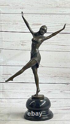 Fait Détaillé Signée Chiparus Folly Danseuse Bronze Sculpture Marbre Statue