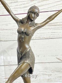 Fait Détaillé Signée Chiparus Folly Danseuse Bronze Sculpture Marbre Statue