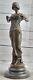 Fait à La Main Bronze De Femme Signée Pittaluga Sur Marbre Socle Fonte Art