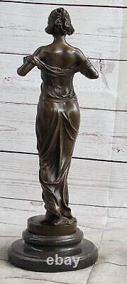 Fait à la Main Bronze De Femme Signée Pittaluga Sur Marbre Socle Fonte Art