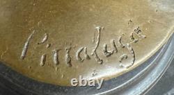 Fait à la Main Bronze De Femme Signée Pittaluga Sur Marbre Socle Fonte Ouvre