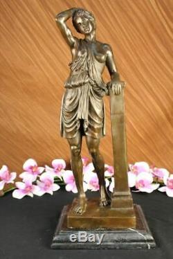 Fait à la Main Signée Lang Joli Chair Grec Déesse Bronze Marbre Base Figurine