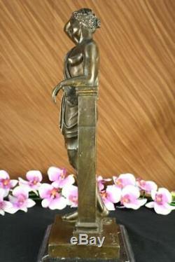 Fait à la Main Signée Lang Joli Chair Grec Déesse Bronze Marbre Base Figurine