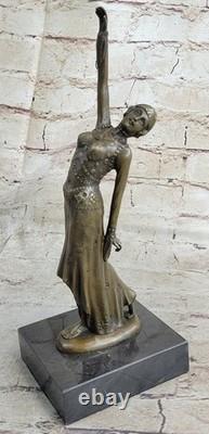 Femme En Bronze Art Déco SIGNÉE Chiparus De Qualité Muséale Sur Socle En Marbre