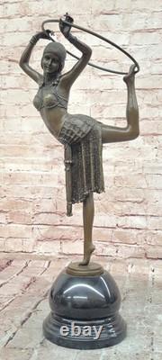 Femme En Bronze Art Déco SIGNÉE Chiparus De Qualité Muséale Sur Socle En Marbre