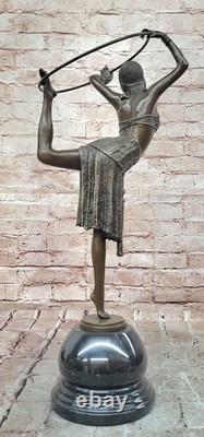Femme En Bronze Art Déco SIGNÉE Chiparus De Qualité Muséale Sur Socle En Marbre