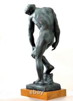 Figure de Bronze Adam Avec Signature Signé Rodin Sur Base en Marbre 6,8 KG