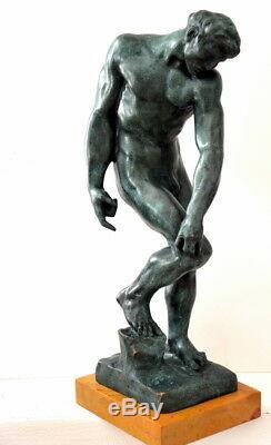 Figure de Bronze Adam avec Signature Signé Rodin sur Base en Marbre 6,8 KG