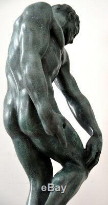Figure de Bronze Adam avec Signature Signé Rodin sur Base en Marbre 6,8 KG