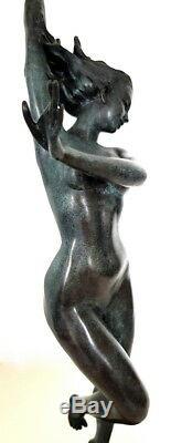 Figure de Bronze Sur Base en Marbre, Crest The Wave Signé Frishmuth, Nachguss