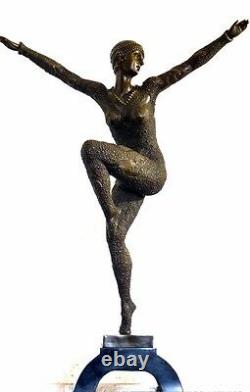 Figure en Bronze Danseuse Signé Chiparus sur Base en Marbre avec Signature