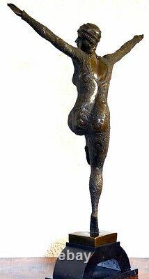 Figure en Bronze Danseuse Signé Chiparus sur Base en Marbre avec Signature
