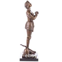 Figure en bronze Jeanne d'Arc d'après Mercier sur un marbre noir