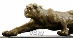 Figurine Animale en Bronze XXL Panthère sur Marbre Signé Milo