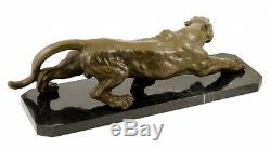 Figurine Animale en Bronze XXL Panthère sur Marbre Signé Milo