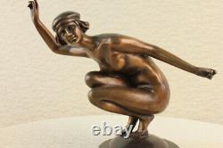 Figurine Bronze Sculpture Statue Signe Gory Superbe Nudiste Marbre Solde