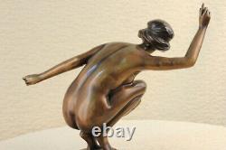 Figurine Bronze Sculpture Statue Signe Gory Superbe Nudiste Marbre Solde