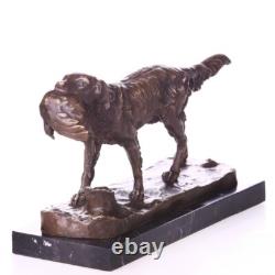 Figurine Chien de Chasse en bronze sur un marbre noir Antique Signée