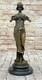 Figurine D&eacute;cor Moderne En Bronze De Dame Sign&eacute;e Pittaluga Sur Socle En Marbre