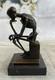 Figurine En Marbre Penseur Squelette En Bronze Massif Sign&eacute;e Milo, Art Moderne