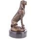 Figurine De Chien En Bronze Sur Un Marbre Noir D'après Cain