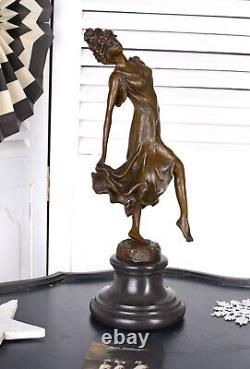 Figurine en Bronze Signé Belle Epoque Sculpture Féminine Antique Marbre